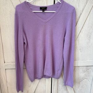 Cashmere Charter Club 100% Cashmere V-Neck Sweater Women’s Size Large Purple